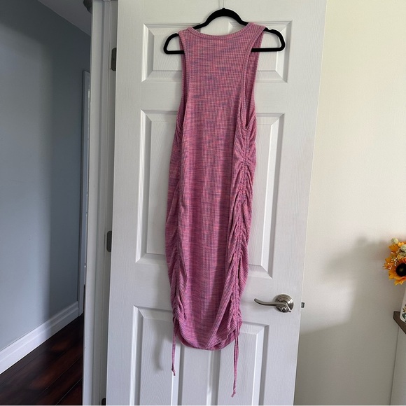 Size XL Paisley Sky Pink Heathered Maternity Side Ruched Dress - Picture 6 of 9